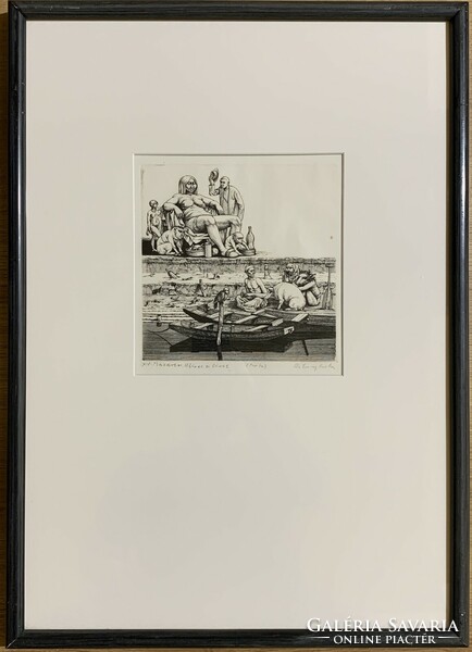 Csaba Rékassy (1937-1989) Ovid - xiv. Macareus, Ulysses and Circe (1977) c. Copper engraving /20x20 cm/