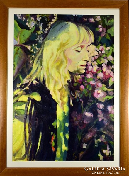 XX. No. Hungarian painter: lady among flowers