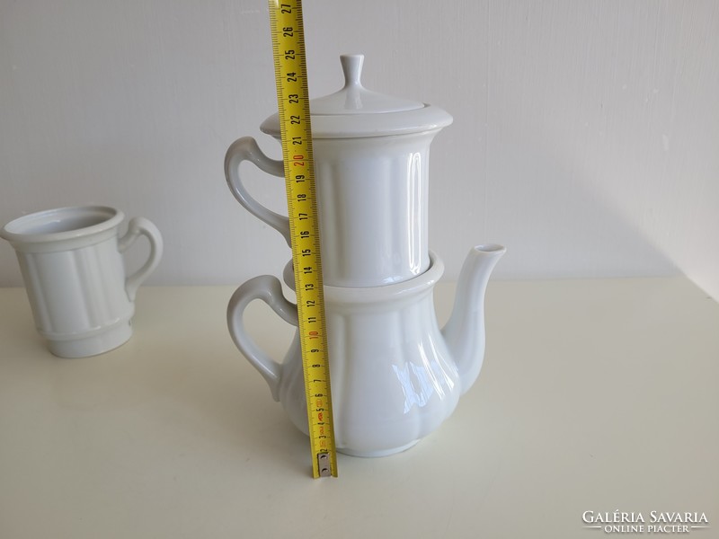 Régi vintage nagy méretű Csehszlovák porcelán kávéfőző teafőző + 1 szűrős felső pohár