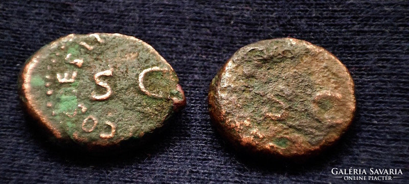 Claudius (41-54) !!! Two quadrants (modius and hand) | 2 Roman bronze medals