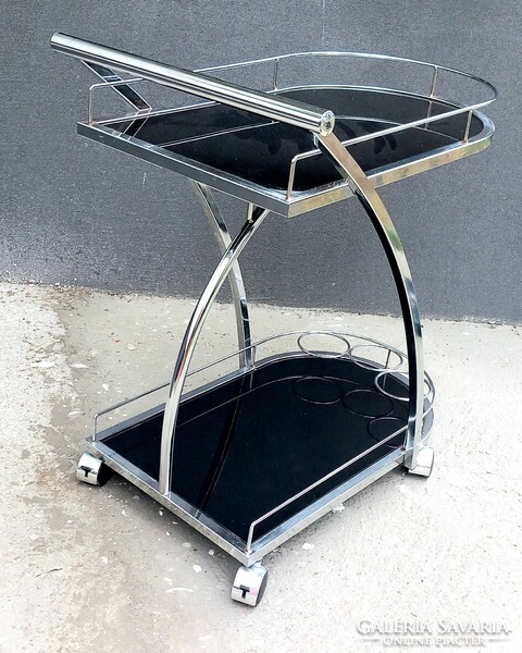 Design retro chrome glass cart negotiable art deco design