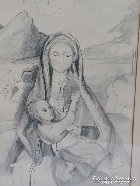 Szűz Mária, kis Jézussal, grafika