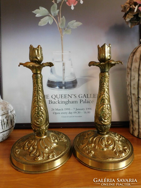 Pair of decorative copper candle holders (2 pieces)