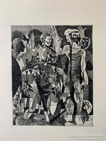 Gyula Feledy (1928-2010) Miners (circa 1967) c. Etching /24.5x19.5 cm/