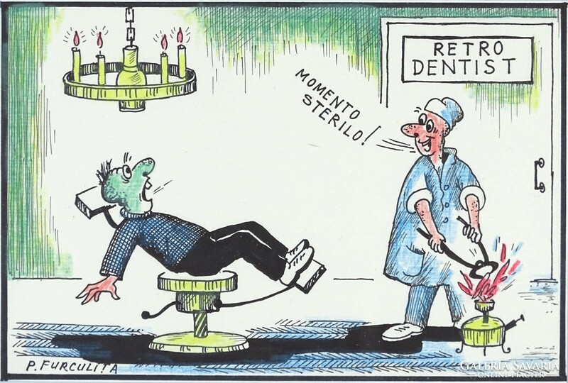 1P044 p. Furculita: retro dentist - dentist caricature