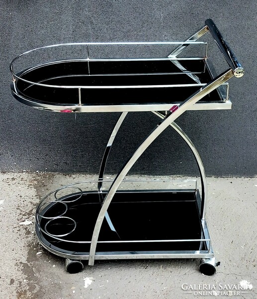 Design retro chrome glass cart negotiable art deco design