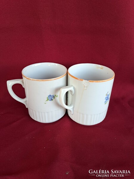Collectors of Zsolnay forget-me-not porcelain skirted mugs
