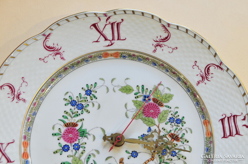 Herend wall clock, Indian basket pattern, flawless piece