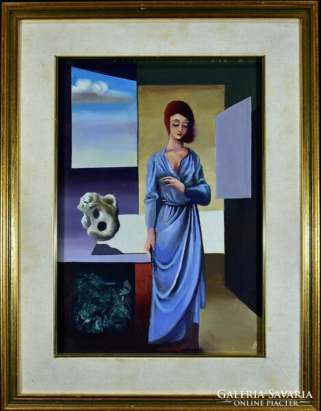 József Farkas: surrealist composition with a lady