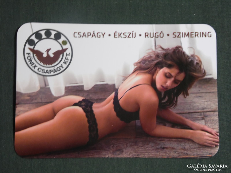 Card calendar, phoenix bearing shop, Debrecen, Birch brave, erotic female nude model, 2019