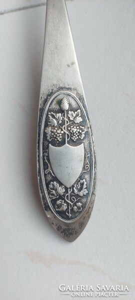 Antique 13 lat silver grape leaf soup spoon