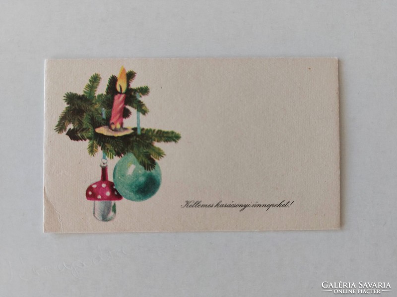 Régi mini képeslap 1962 karácsonyi üdvözlőkártya fenyőág