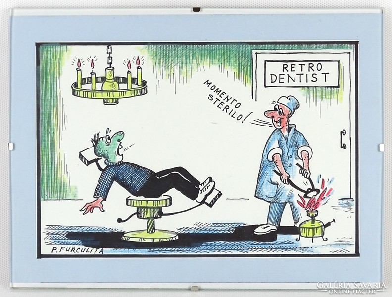 1P044 P. Furculita : Retro Dentist - Fogorvos karikatúra