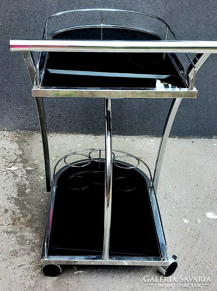 Design retro chrome glass cart negotiable art deco design