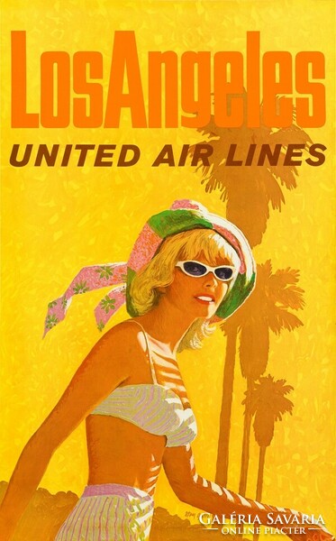 Retro vintage amerikai utazási reklám plakát LA Los Angeles USA 1960, modern reprint nyomat, strand