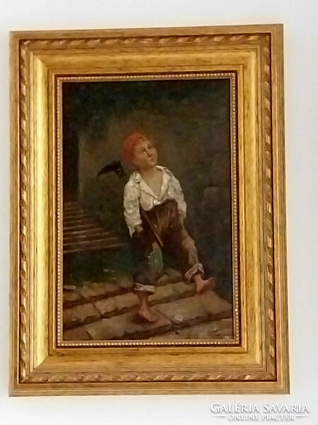 Antique painting of young boy