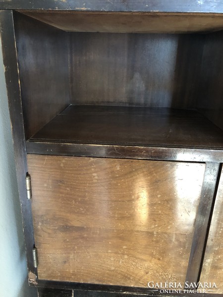 Small brown old retro wooden cabinet with 2 drawers