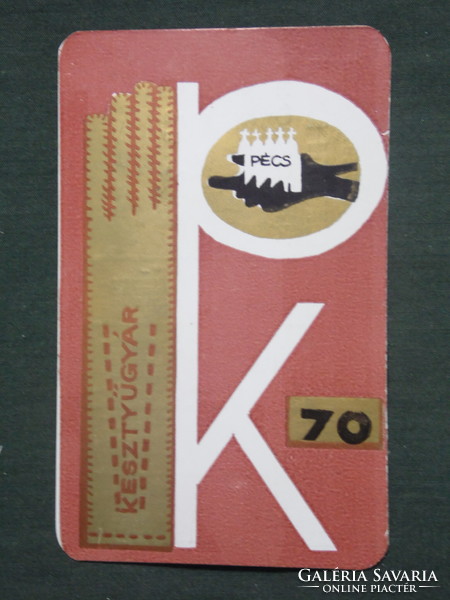 Card calendar, Pécs glove factory, leather clothing, 1970