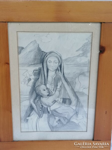 Virgin Mary with baby Jesus, graphic