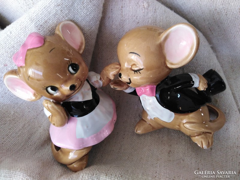 Mickey & Minnie  /  kerámia figurális dísztárgy - 2 db.