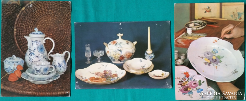 Exhibition hall of the Meissen porcelain manufactory - porcelain objects, postal clean postcard, 1979