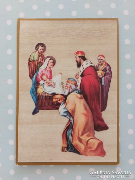 Old Christmas card Nativity scene postcard