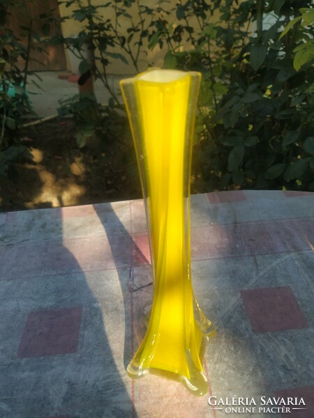 Yellow glass vase for sale!