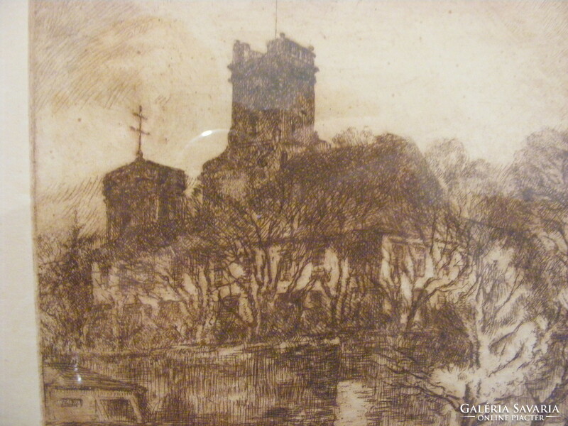 Bishop's Castle of Győr, etching