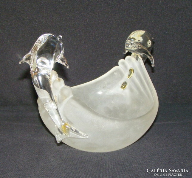 Partylite dolphin glass candle holder, bowl, decoration