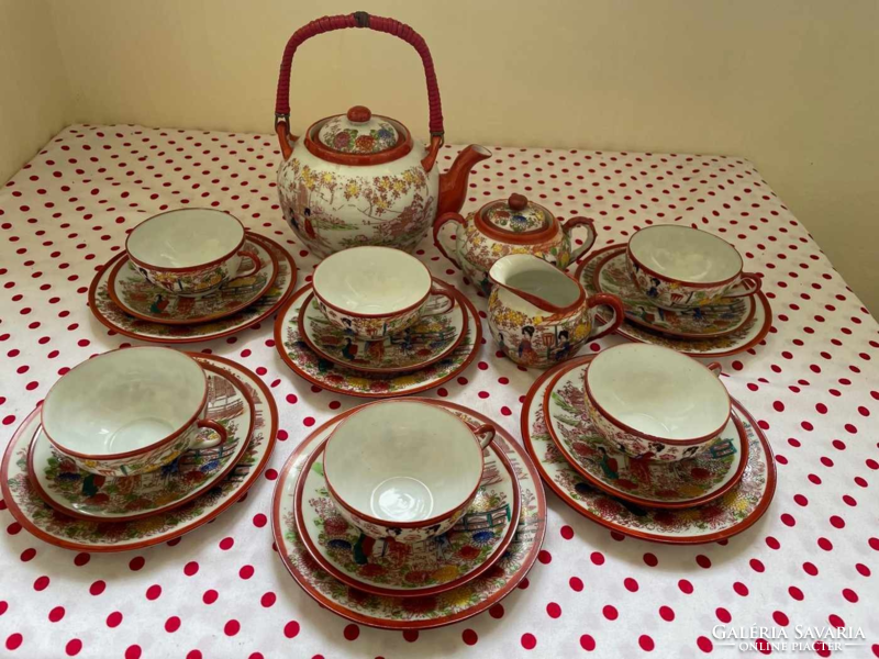 Old Japanese eggshell porcelain tea and coffee set for 6 people