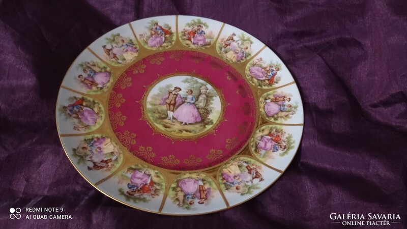 Antique large decorative plate from Karlsbad, porcelain decorative plate repaired defective