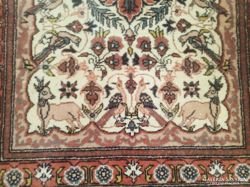 Persian rug with gazelles and birds - 63x105 cm