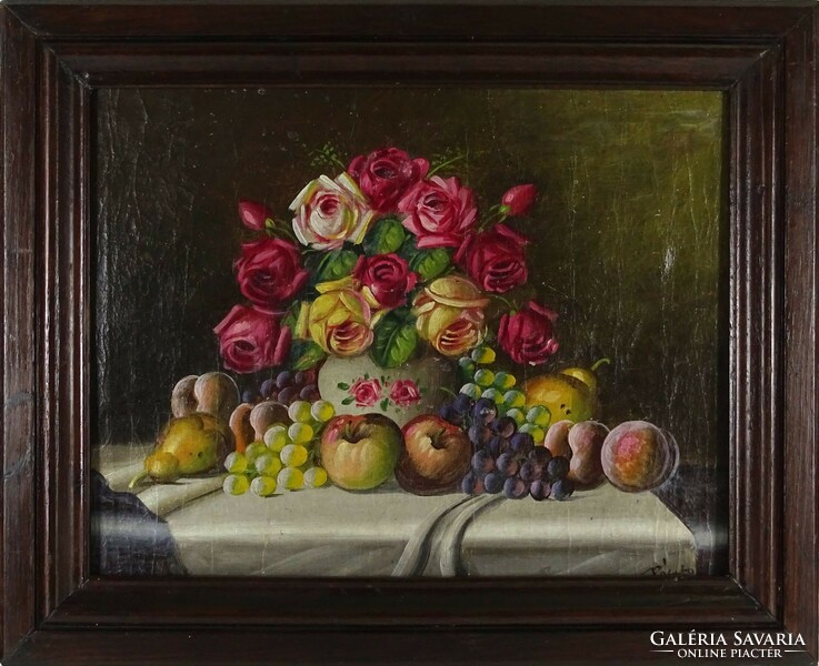 1P061 with paste marking: table still life with flowers