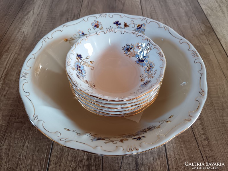 Zsolnay compote / salad set with cornflower pattern