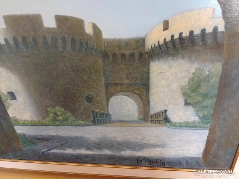 Johanna gobin's large-scale, high-quality painting, view of the castle