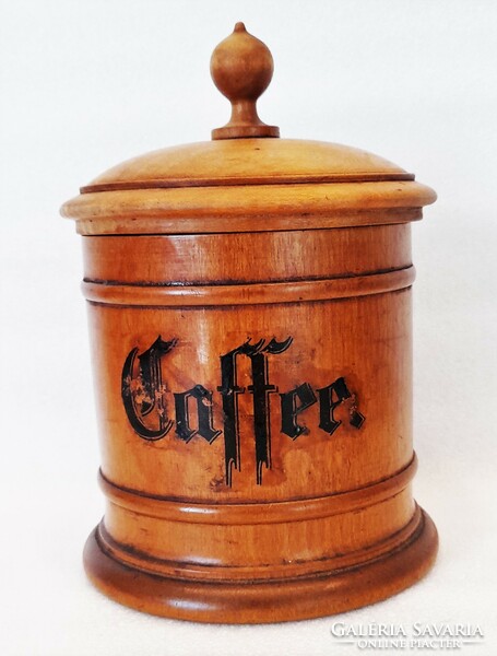 Antique turned wooden coffee holder, coffee storage