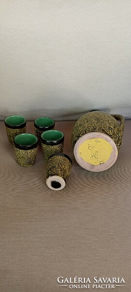 Painted glazed ceramic drinking set