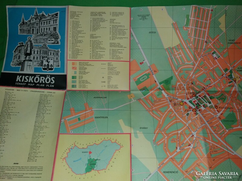 His old Kiskörös tourist map by car and city map are in good condition according to the pictures