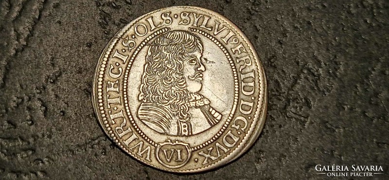 Württembergi Királyság - Oels II. Frigyes Silvius herceg, ﻿1674. Billon 6 Kreuzer