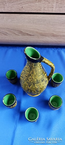 Painted glazed ceramic drinking set