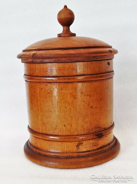 Antique turned wooden coffee holder, coffee storage