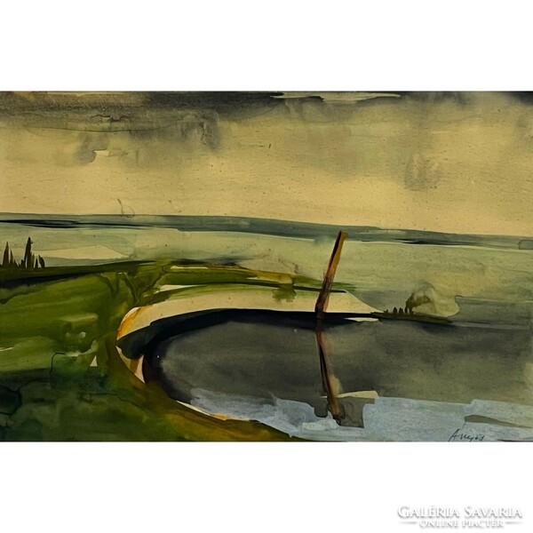 Ányos Viola (1872-1945) Fertő tó (akvarell-karton) - keretezve /számlát adunk/