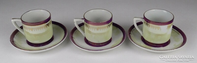 1P125 Régi lila porcelán kávéscsésze 3 darab