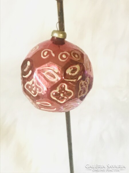 Retro glass Christmas tree decoration, floral sphere