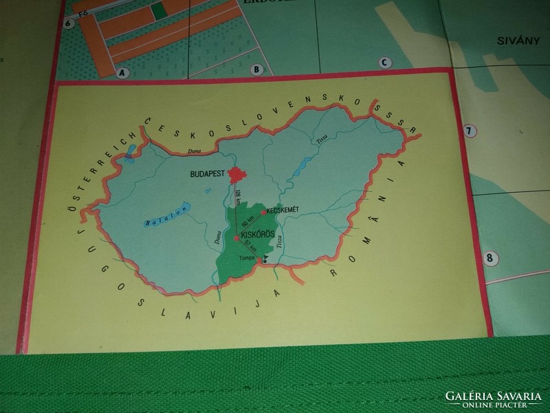 His old Kiskörös tourist map by car and city map are in good condition according to the pictures