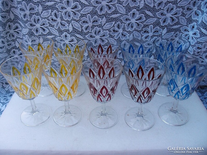 10 French Reims engraved glasses