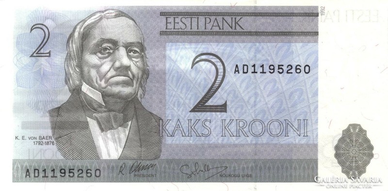 2 Krooni korona 1992 estonia 3. Unc