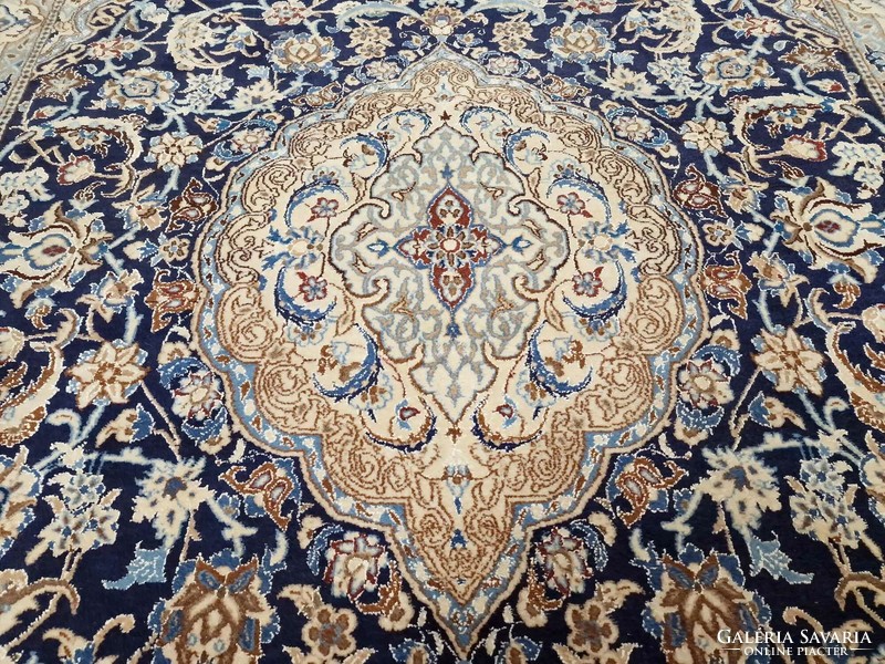 Eredeti selyemkontúros iráni nain 190x315 kézi csomózású gyapjú perzsa szőnyeg BFZ502