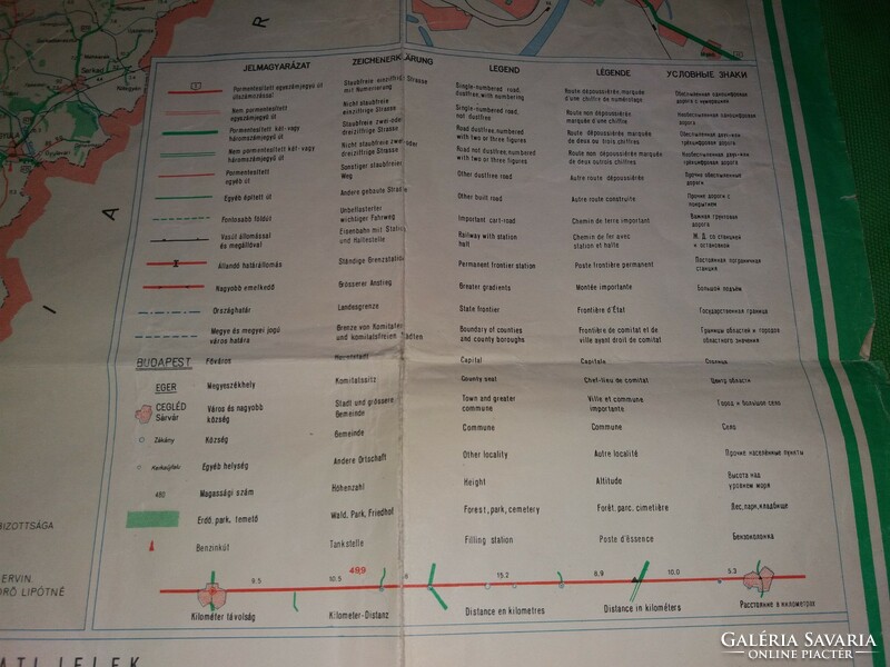 Fold-out car map of Hungary 100 x 70 cm according to the pictures of the old social real cartography company