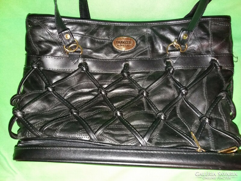 Cool quality leather never used black leather charisse paris handbag 24x24x8 cma according to pictures